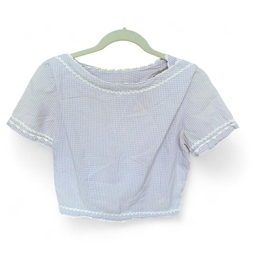 Vtg 50s/60s Fritzi of California Gingham Crop Top Blouse size S